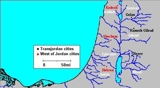 The six cities of refuge in Israel.