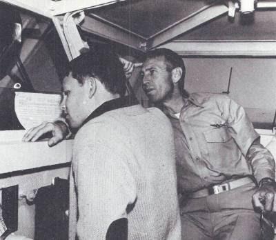 Picture of Admiral George S. Morrison and his son, James, on the USS Bon Homme Richard in 1964. Admiral Morrison oversaw the false flag operation of the 2nd Gulf of Tonkin incident. James Morrison is more widely know as Jim Morrison of the Doors.