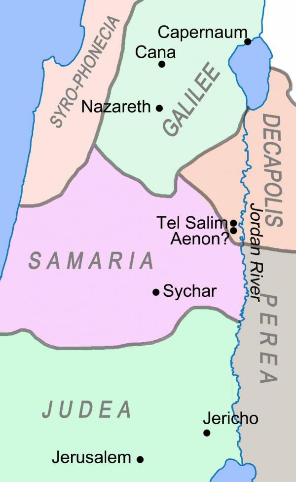 Map showing the three main regions of the Promised Land