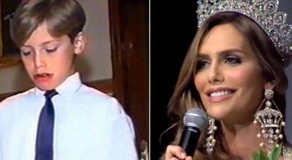 Before and after pictures of Miss Spain 2018 Angela Ponce: as a boy at 11 and now a girl.