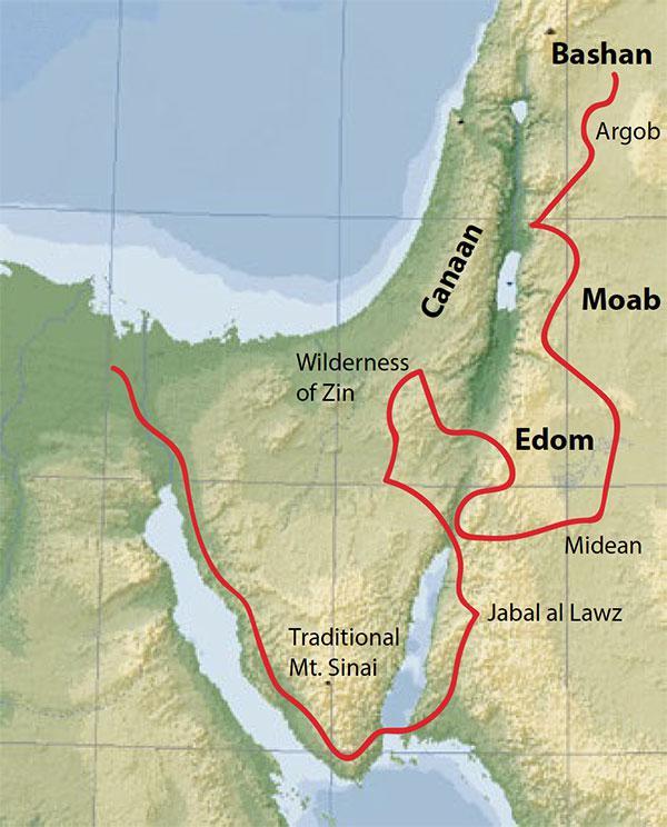 The journeys of the Israel people after the exodus from Egypt.  The Argob, the “land of the giants” is to the east of the Sea of Galilee.