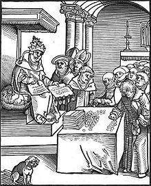 The Pope as the Anti-Christ, signing and selling indulgences.
