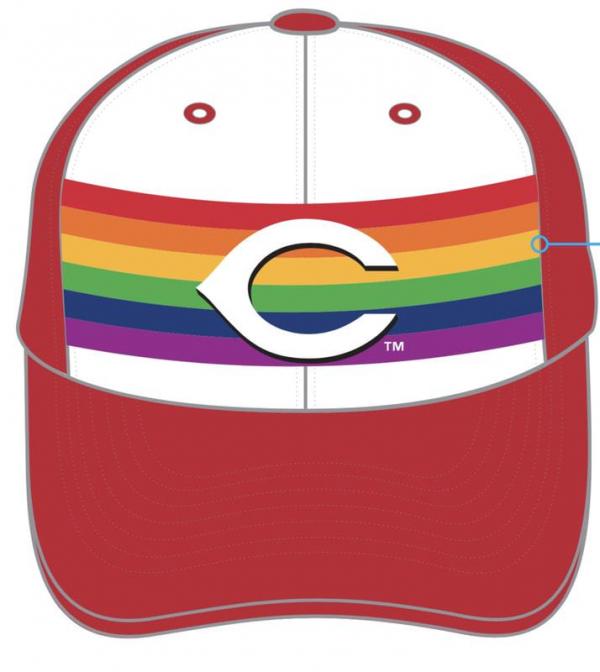 The Cincinnati Reds gave away this hat on their Pride Night.