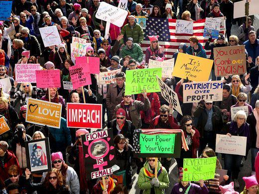 Thousands participate in the Cincinnati Women's March Saturday, January 20, 2018.