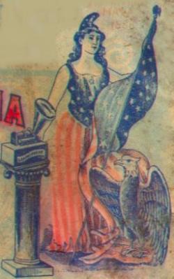 Image of Columbia from a Columbia Records phonograph cylinder package.