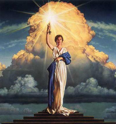 Columbia or Queen Semiramis of Babylon (goddess of the moon), holding the torch with the eternal Flame of Nimrod (sun god).