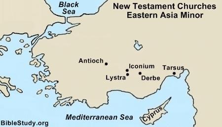Map of New Testament churches Eastern Asia Minor