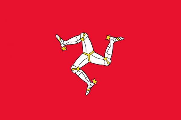 Flag of Isle of Man. The Isle of Man is almost equidistant from England, Scotland and Ireland; the three nations that at one time or another ruled over them. In order of this, its symbol is three legs…whichever way you can throw me, I can still stand.