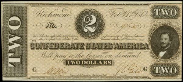 Judah Benjamin pictured on the two dollar bill 