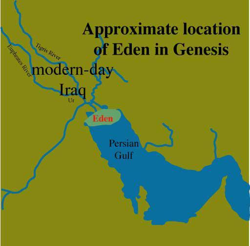 Map showing possible location of the land of Eden 