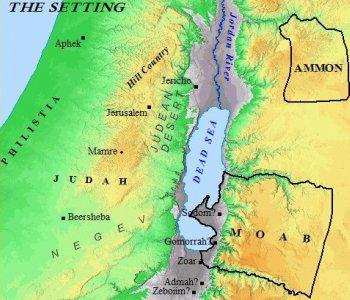 Abraham was living in Hebron (Mamre) while Lot was living in Sodom (possible location).