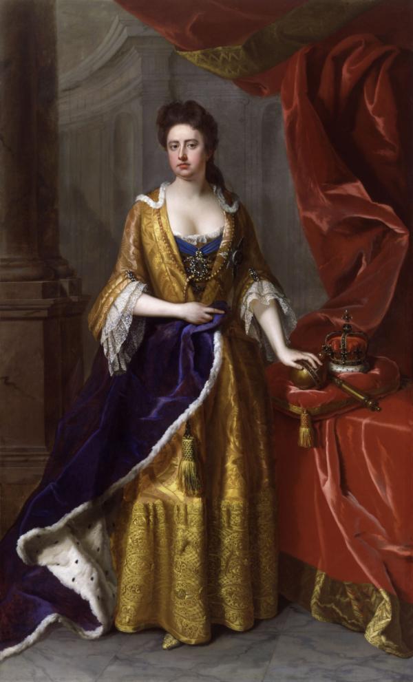 Queen Anne was the sister of Mary II and was married to Prince George of Denmark. She was a committed Protestant and supported the Glorious Revolution that deposed her father and replaced him with her sister and brother-in-law. She was the last monarch of the Stuarts.