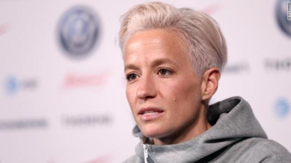 Picture of Rapinoe, star of the USA women’s soccer team.  Rapinoe is a lesbian.