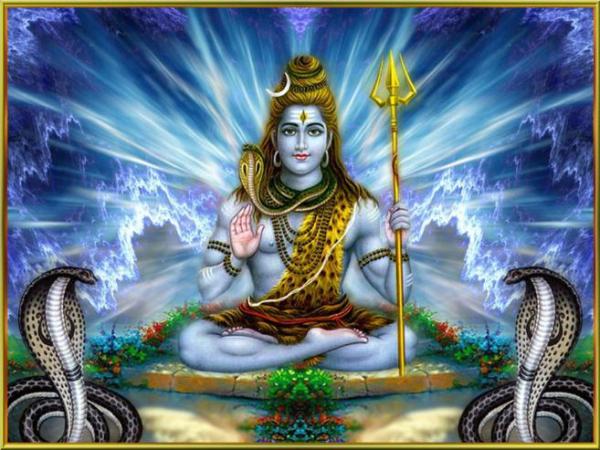 Hindu god Shiva and serpents