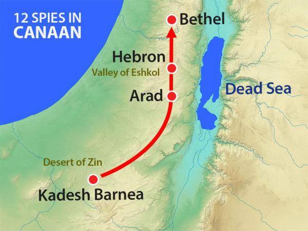 Location of Israel when they dispersed the 12 spies into the land of Canaan.