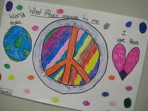 Peace poster created by 5th grade students. 