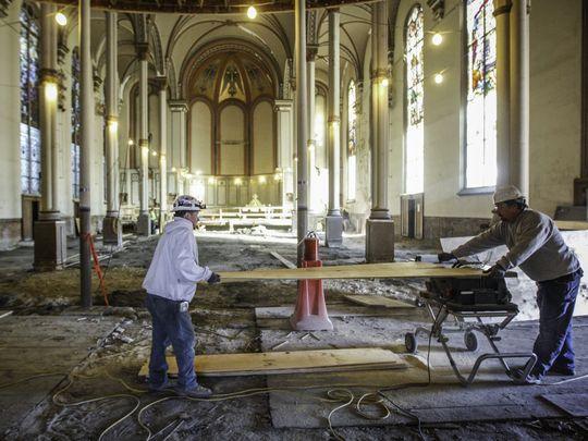 Renovations are underway at the Old St. George Church on McMillian Street in Corryville, where Crossroads will use for the UC campus location.