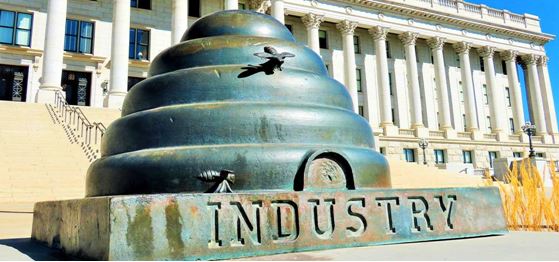 Beehive sculpture outside the Utah State Capitol