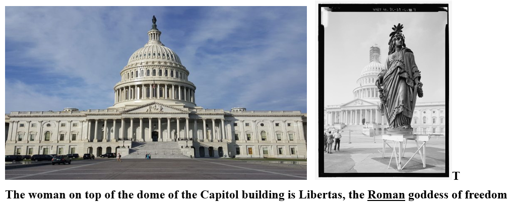 Capitol building with Roman goddess on top