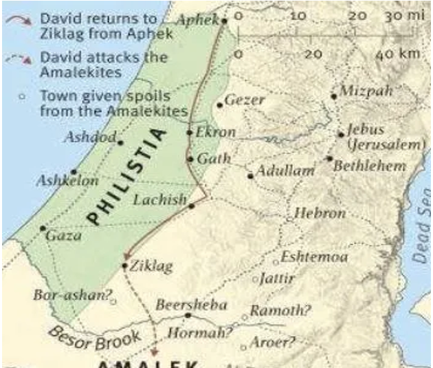 David's travel from Ziklag to Aphek