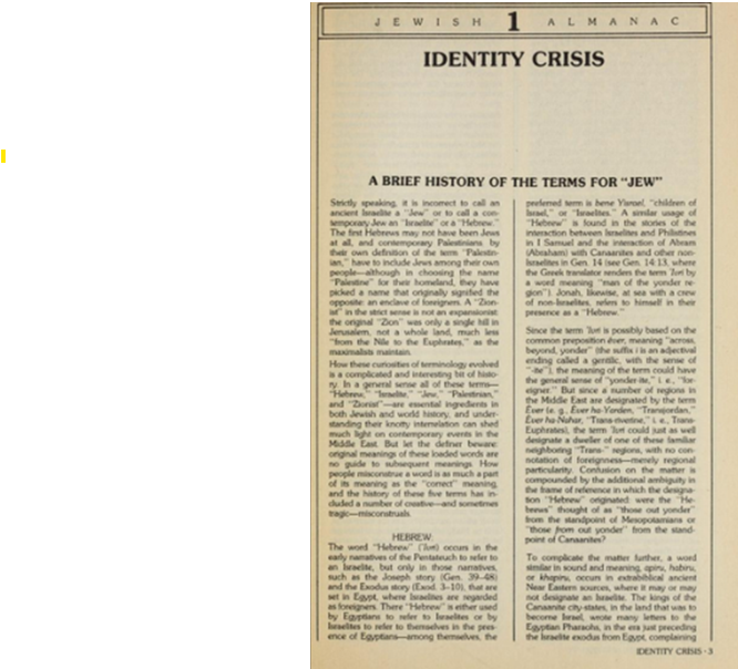 Oct 1980 Jewish Almanac on the terms for Jew
