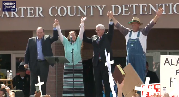 The scene as Kim Davis was released from jail.