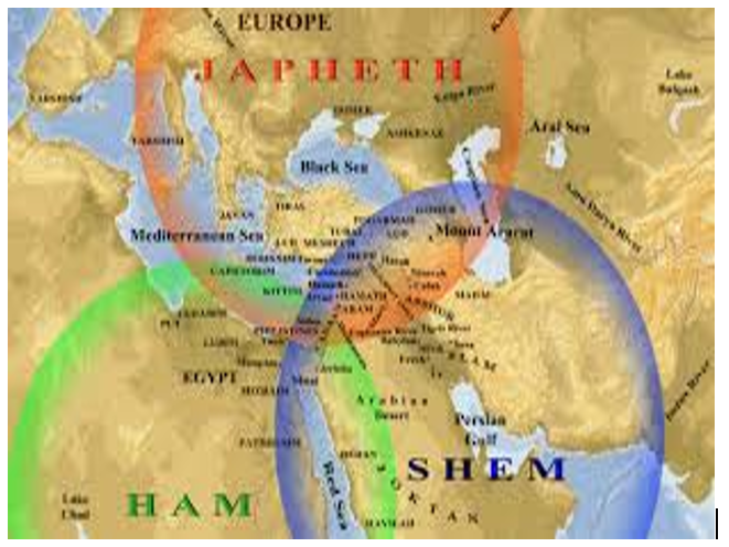 Land split up between Noah's three sons