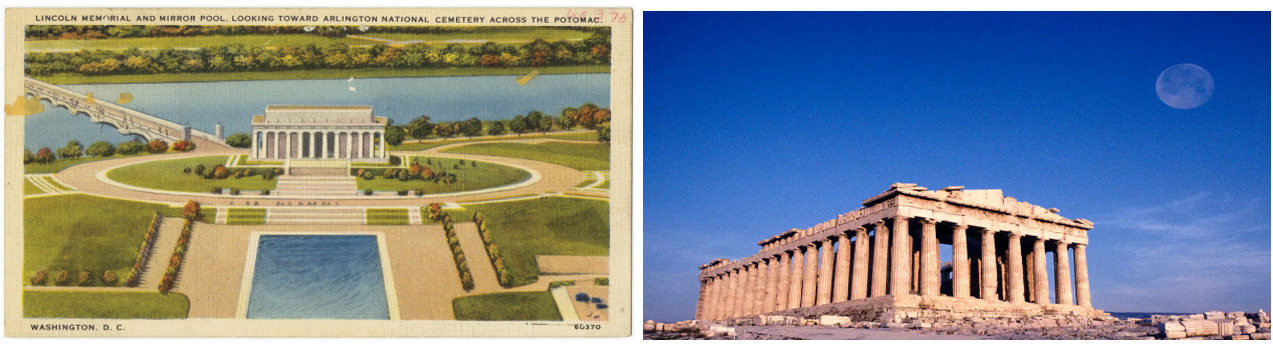 Lincoln Memorial is an imitation of the Parthenon of Greece