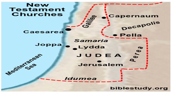 Map showing Joppa and Caesarea