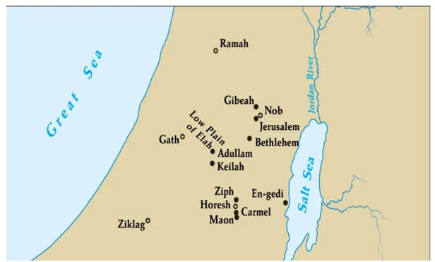 Map showing location of Adullam