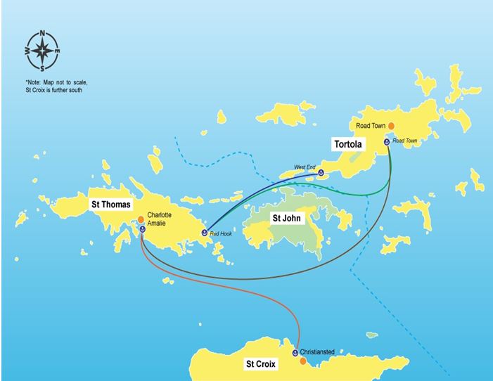 St Thomas, St John, Tortola, and St Croix