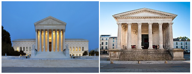 Supreme Court building modeled after a Roman temple