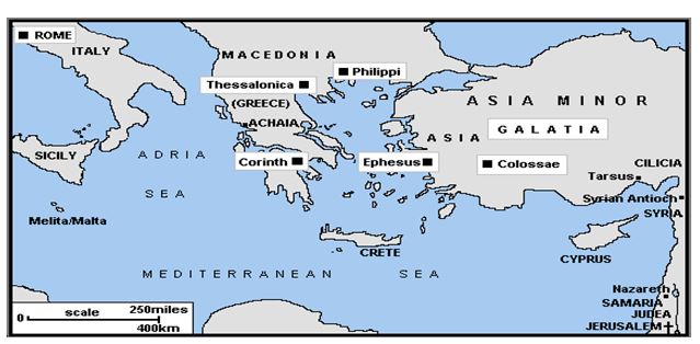 Map of the entire region of the Apostles ministries