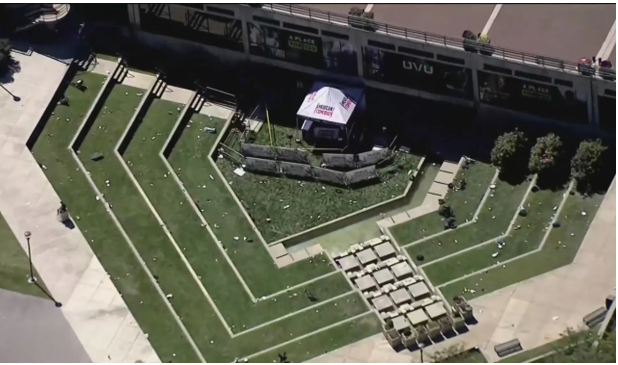 Aerial view of where Charlie Kirk was assassinated