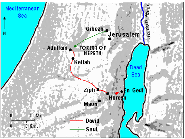 David's journey to En Gedi to escape Saul