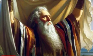 Moses with arms raised