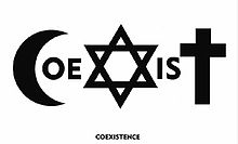 Piotr Mlodozeniec originally designed the first Coexist logo for an Israeli art contest in the year 2000. 1. The ‘C’ is a symbol for Islam. 2. The ‘O’ is a symbol for Pacifism. 3. The ‘E’ is a symbol for gay rights/gender equality. 4. The ‘X’ is a symbol for Judaism. 5. The ‘I’ is a symbol for Paganism. 6. The ‘S’ is a symbol for Taoism. 7. The ‘T’ is a symbol for Christianity.