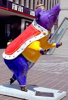 A giant pig statue outside Fifth Third Bank in downtown Cincinnati.