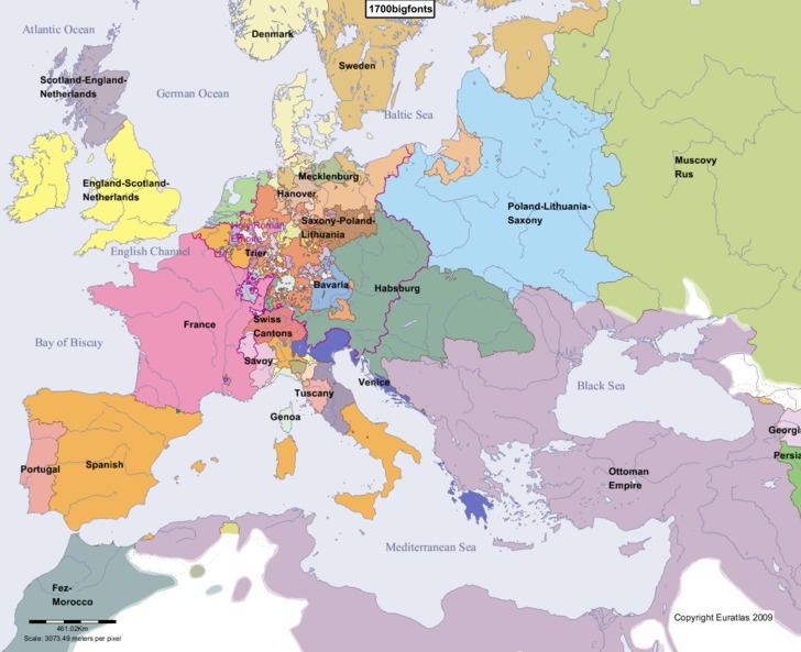 Country of King George I. 1700's European map showing Hanover, which is now in Germany.