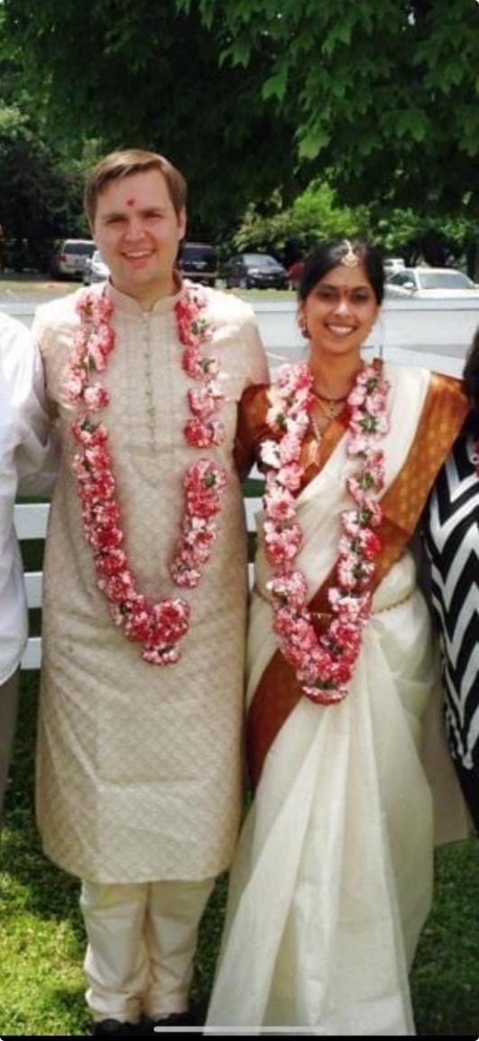 J. D. Vance and his Hindu bride at their Hindu wedding.