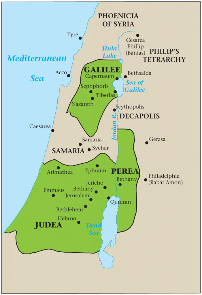 Map of Judea, Samaria and Galilee with Idumea on the bottom.