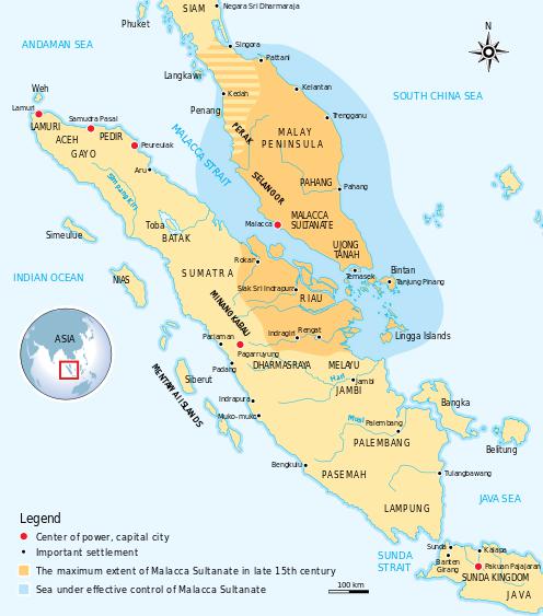 Map showing Inquisition headquarters in Malacca India