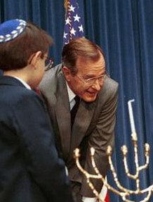 George Bush Sr. celebrates jewish holiday.