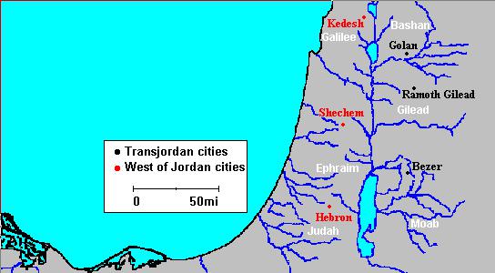 The six cities of refuge in Israel.