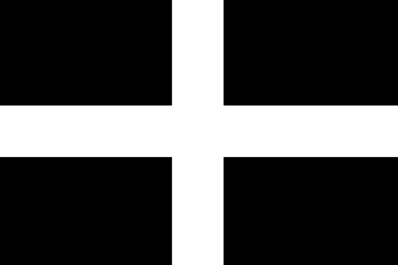 The flag has been called the banner of St. Perran and the Standard of Cornwall. The legend goes that the black symbolizes the black ore and the white the bright silver color of molten tin that St. Perran witnessed being smelted.