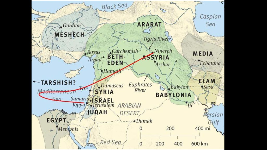 One possibility of Jonah's travels after going overboard on his ship ride to Tarshish, Spain