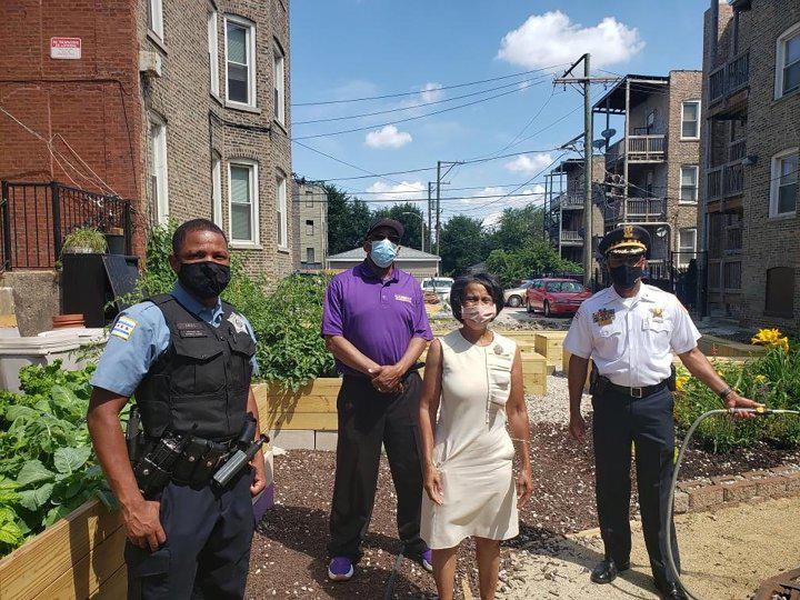 Pastor Reshorna Fitzpatrick and her husband, Bishop Derrick Fitzpatrick before an outdoor service in July 2020.