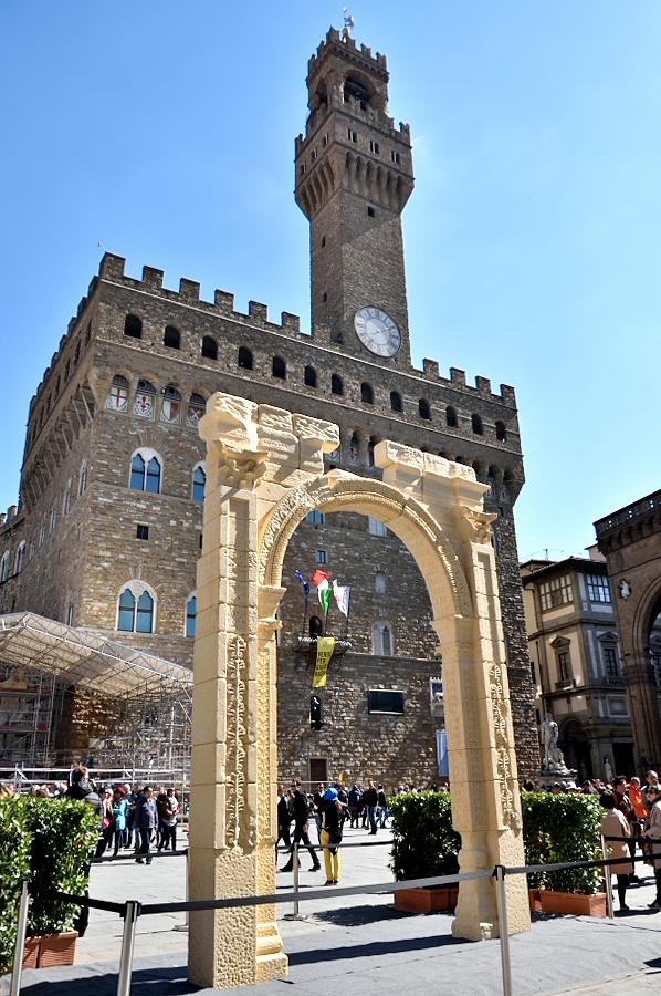 The Arch, reproduced from a 3D printer, on display.  It is 2/3 the size of the original.