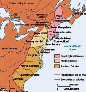 13 colonies of England in the New World