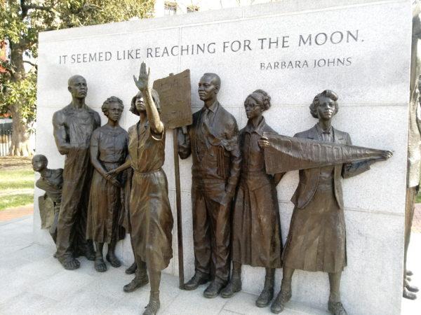 The left truly reaching for heros. Johns’ claim to fame is to have organized a one-day student strike in 1951 to demand equal facilities for black schools — not integration. She went on to become an elementary-school librarian. And for this, a statue is erected. 